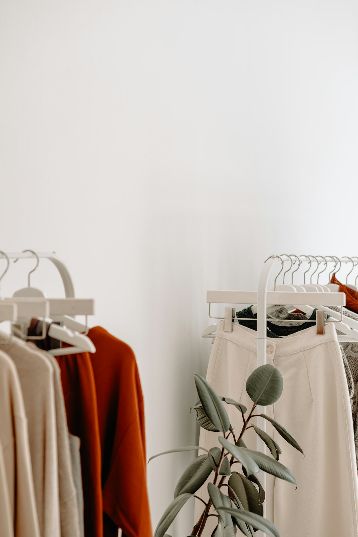 Clothing rails in a small independent boutique
